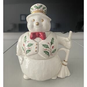 LENOX Holiday Christmas Snowman Creamer & Sugar Decor Display Rare 1998 Vintage